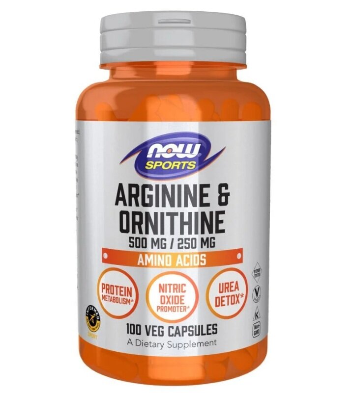 Arginine 500 mg / Ornithine 250 mg NOW (100 вег кап)