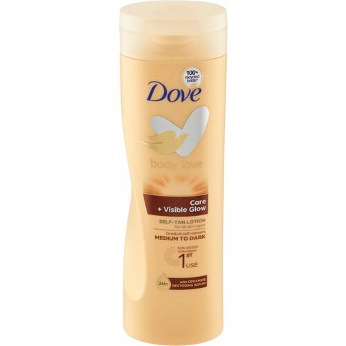 Лосьон автозагар для тела Dove Body Love CareVisible Glow от среднего до темного тона с керамидами 250 мл Из Финляндии 1231₽