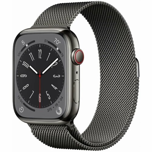 Умные часы Apple Watch Series 8 45 мм GPS Graphite Stainless Steel Case Graphite Milanese Loop R 10455200₽