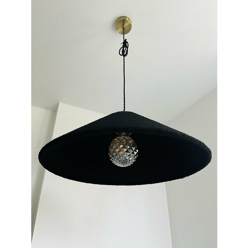 Абажур шляпа из букле, черный, 50 см