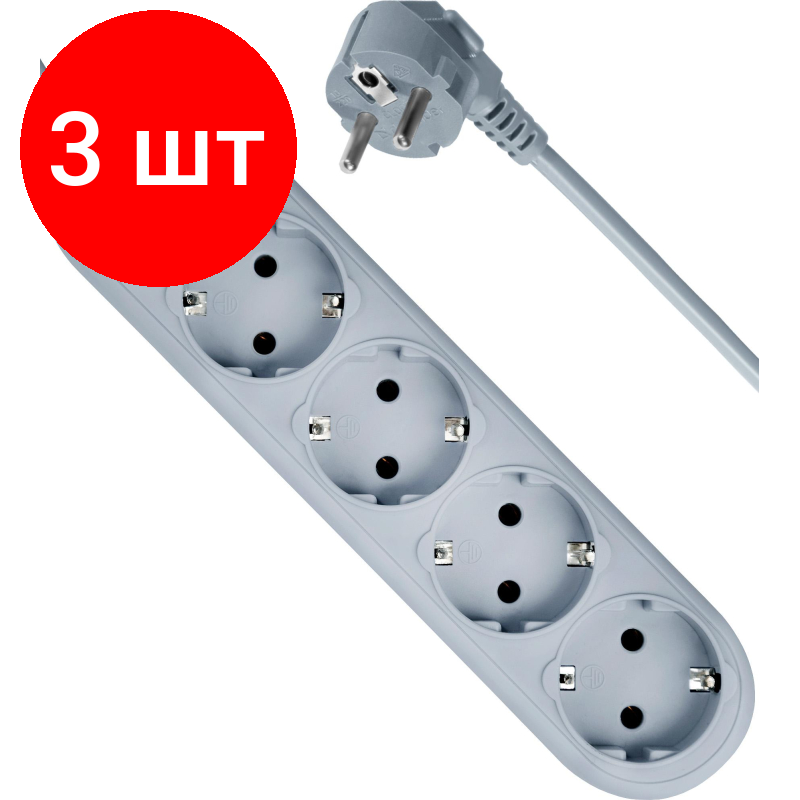 фото Комплект 3 штук, Сетевой фильтр Defender ES Lite 1.8 1.8 м, 4 розетки(99487)