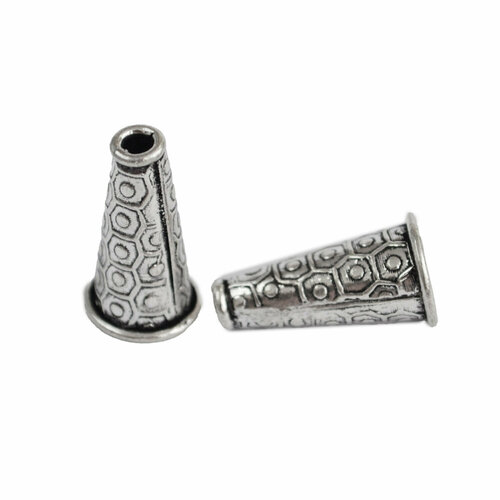 Конус 21х12мм внутренний размер 8мм Индия с сотами базовый материал - латунь посеребренный с чернением 168₽