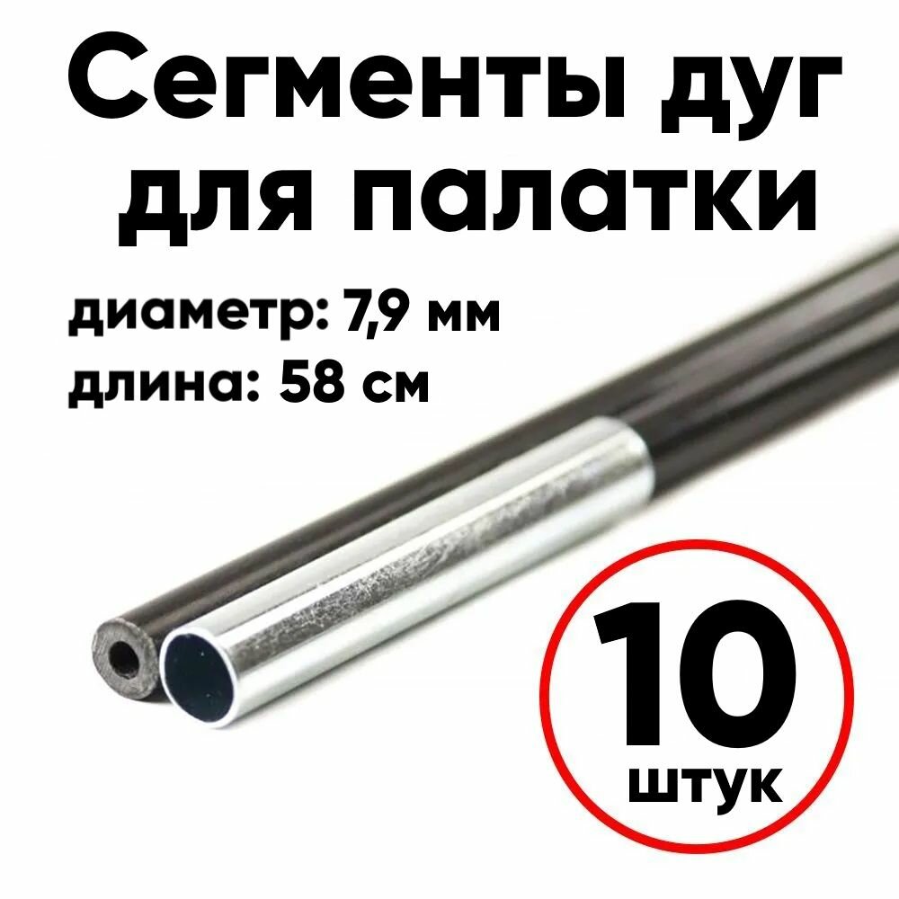 фото Сегменты дуг для палатки d-7,9 мм, l-58 см, Ремкомплект дуг палаток, фибергласс, 10 штук