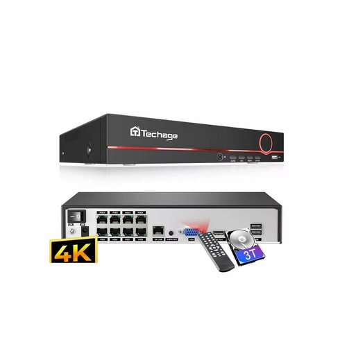 Видеорегистратор Techage с жестким диском на 3 ТБ и подключением POE 15999₽