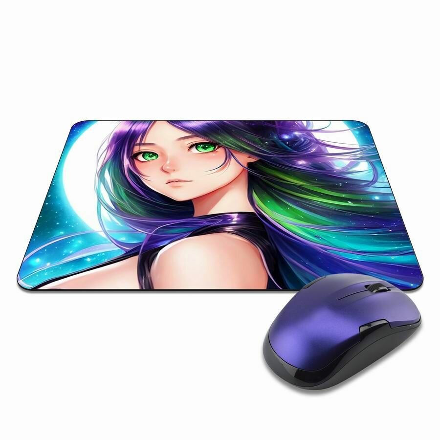 Коврик для мышки Аниме девушка, прорезиненный, влагоотталкивающий, с не стирающимся изображением, 22х18см, толщина 3мм