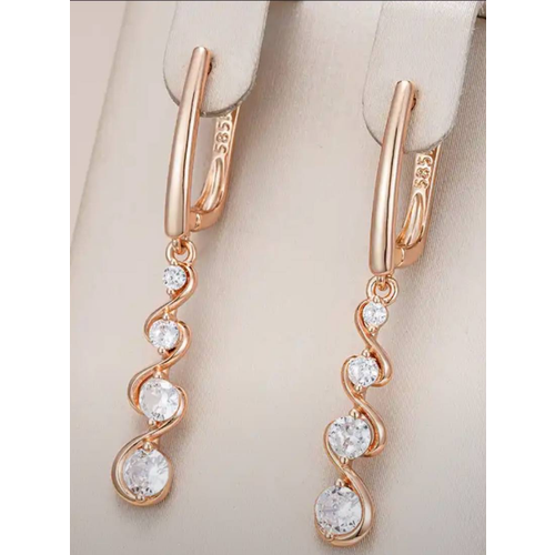 Комплект серег XINQUAN jewelry циркон размер 39 мм золотистый 820₽