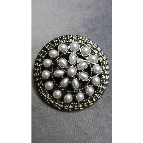 Брошь, жемчуг культивированный, 1 шт., серый