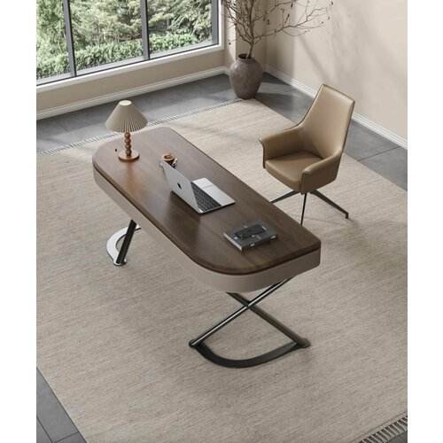 Дизайнерский компьютерный стол Lyon дерево орех сталь 120 см 70 см 105000₽