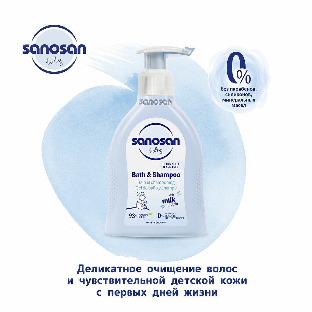 Средство для купания и шампунь Sanosan 2в1, 200мл - фото №3