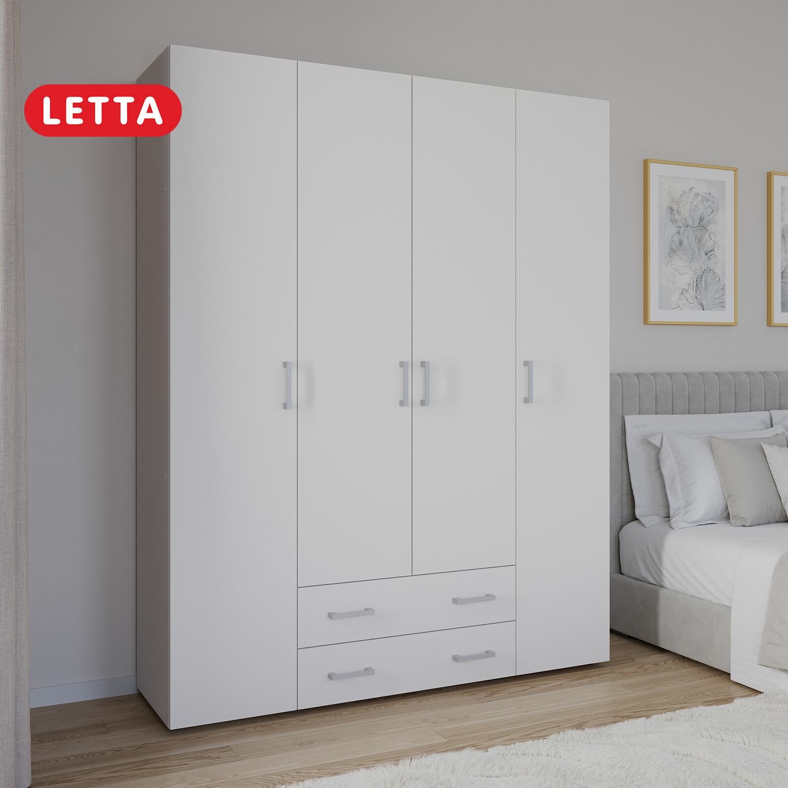 Шкаф для одежды Letta "Норд", распашной, ЛДСП, 160х45х206см, 4 двери