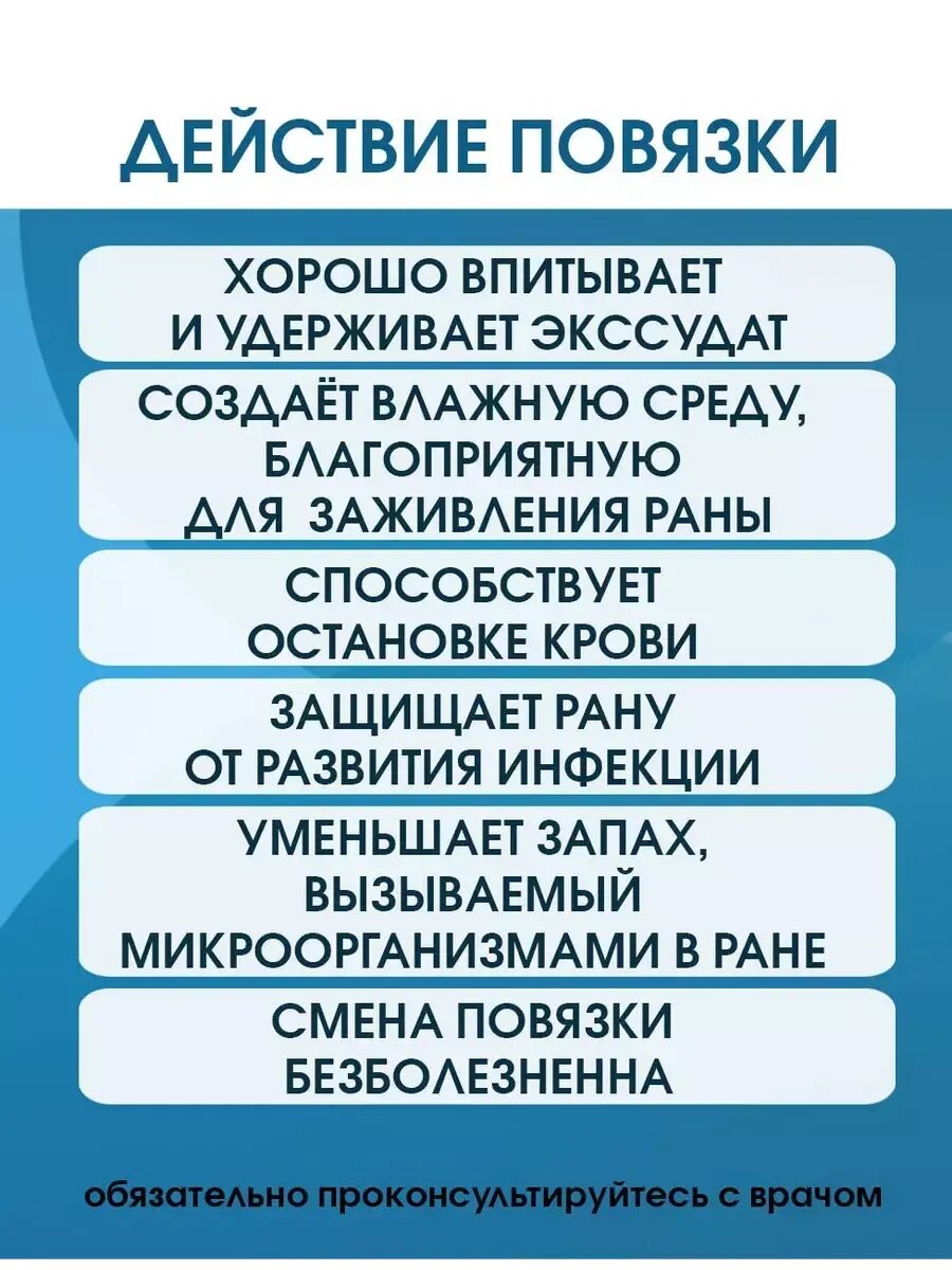Повязки Повязка с серебром гидрогелевая альгинатная АльгоДжелль Аг+ 5х5 см. Набор из 2 штук