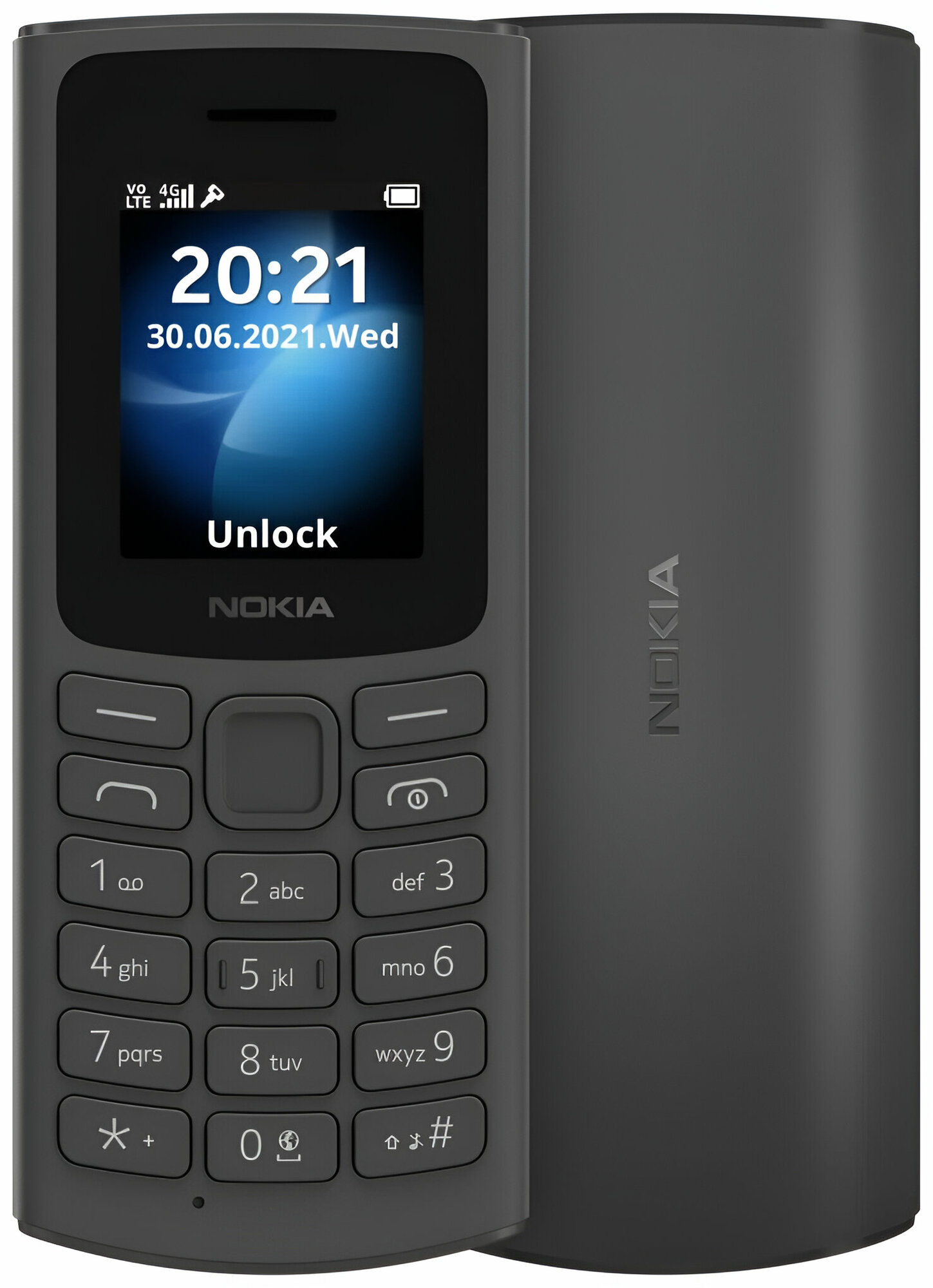 Телефон Nokia 105 4G DS 2021, Dual nano SIM, Black (черный)