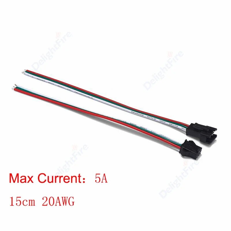 Провод соединительный «Папа-мама» DelightFire 2/3/4/5/6 контактный, 15cm 3pin 20AWG, 5pairs
