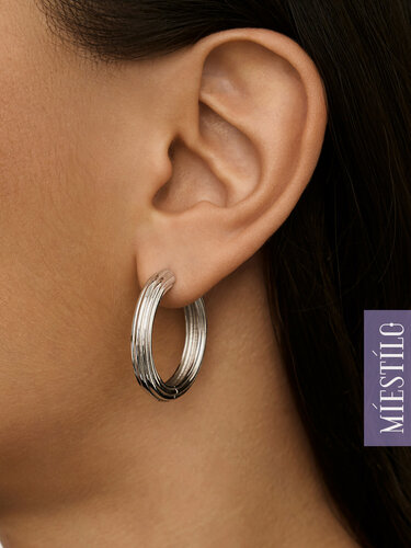 Изображение товара Серьги конго, серебро, 925 проба, родирование