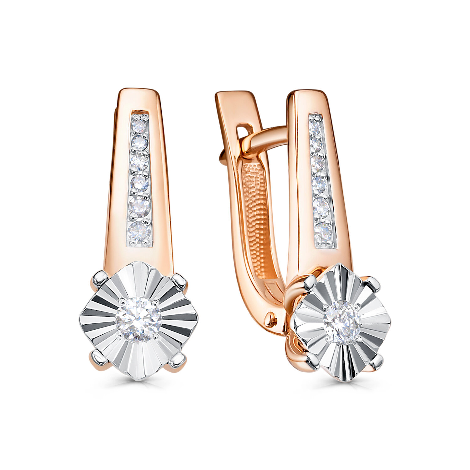 Серьги JEWELIN, красное золото, 585 проба, бриллиант
