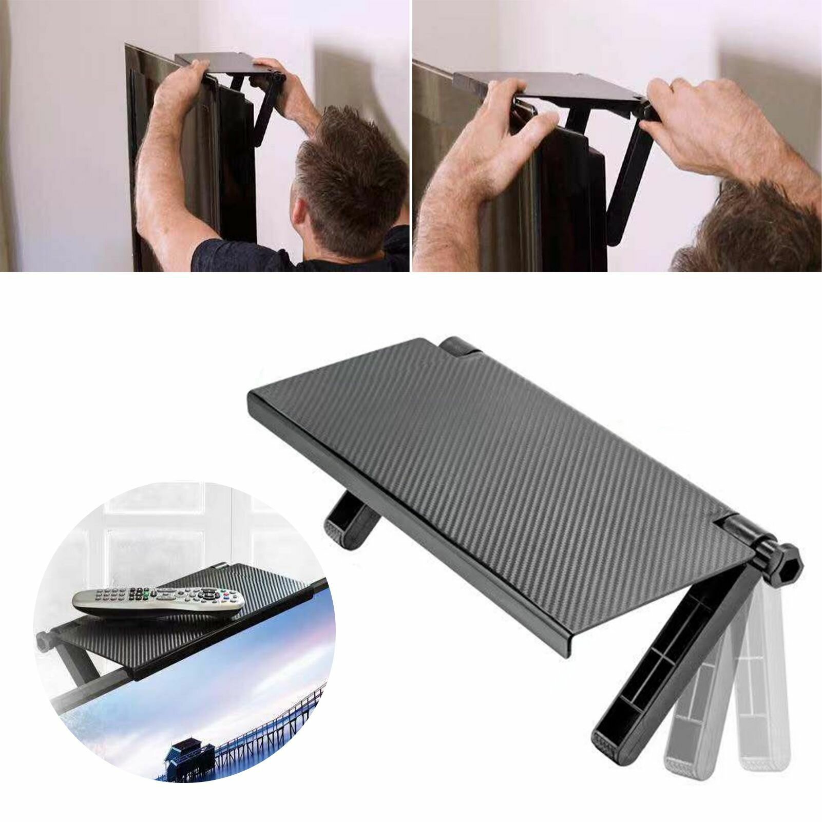 Chaoyi Навесная полка кронштейн подставка на телевизор для приставки, ресивера, роутера регулируемая, M