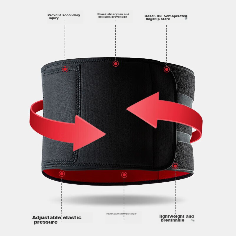 Изображение ANTA Waist Support Yoga Sweat-Inducing Fat-Burning Office Sitting Support Back Brace 9824272540-1 Black One Size
