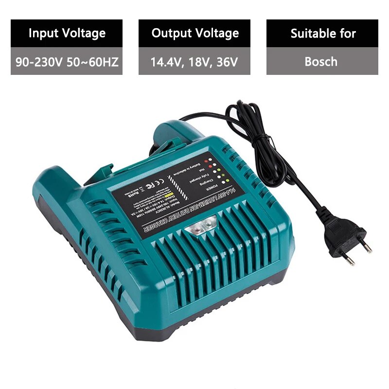 For BOSCH 36V Charger Rechargeable Batteries Li-ion Replacement Battery For BOSCH BAT810 BAT836 D-70771 Power Tool Charger New EU Plug