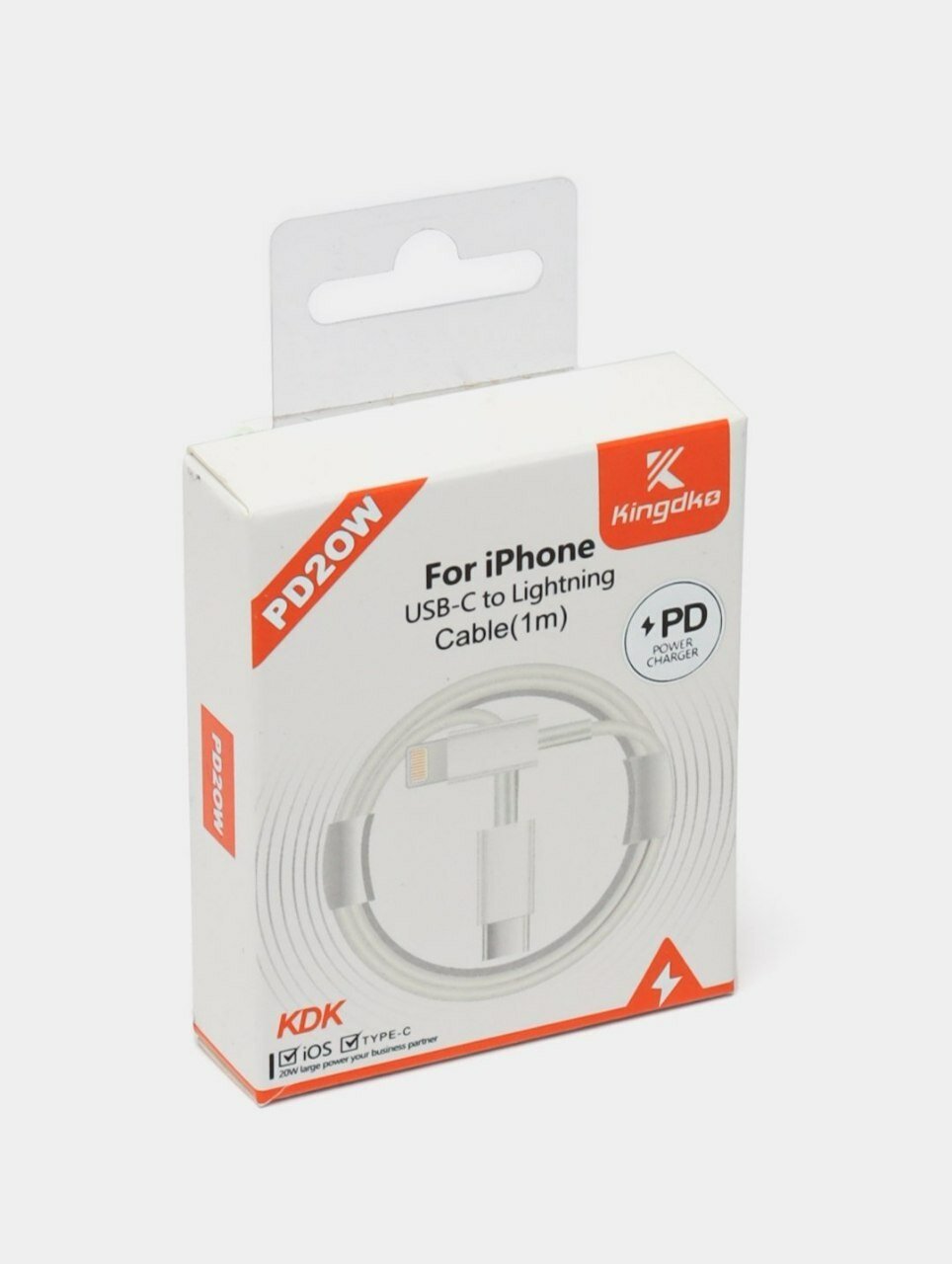 Кабель Kingdka Premium USB-C - Lightning, для iPhone, 1 м, белый