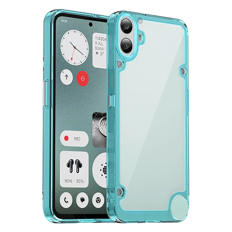 Чехол Nothing Phone CMF Phone 1 Силиконовый бампер Противоударная жесткая задняя крышка Прозрачный чехол для телефона Nothing Телефон CMF 1 Телефон 1, Transparent Blue, ПК + ТПУ, CMF Phone 1 5G