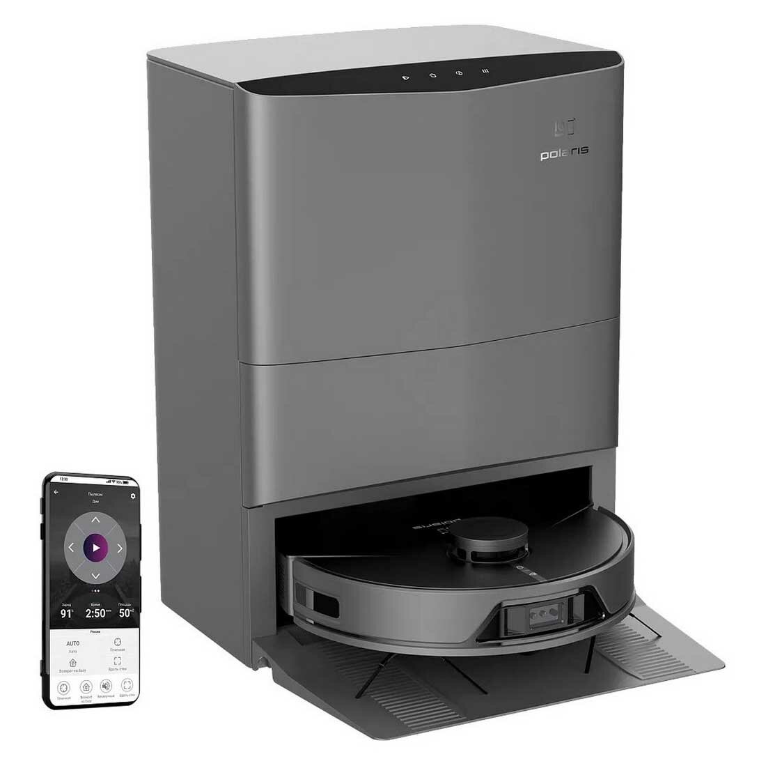 Робот-пылесос Polaris PVCRAC 7750 WIFI IQ Home, станция самоочистки, графитовый