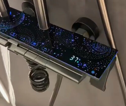 Изображение товара Душевая система с тропическим душем с подсветкой смеситель для ванны с душем черный/серый 160см