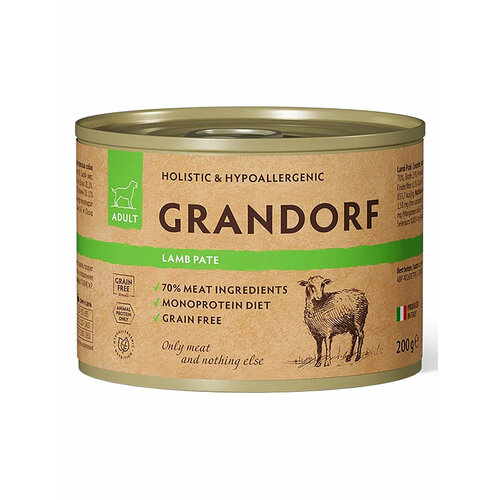 GRANDORF Adult Lamb Корм влаж. паштет из ягненка д/собак конс.200г