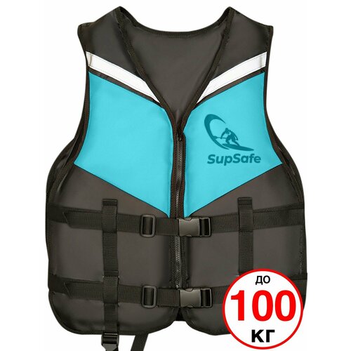 SupSafe спасательный жилет до 100 кг, 50-52 черный; бирюзовый