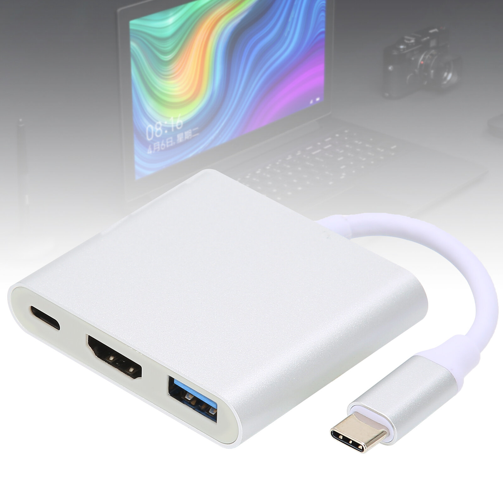 Тип-C хаб 4 в 1, адаптер USB PD, HDMI и USB, для устройств с интерфейсом Type-C