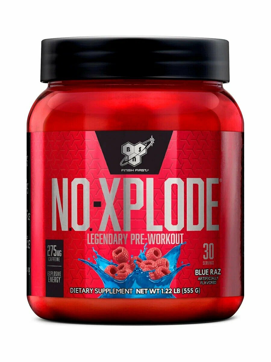 Предтренировочный комплекс "BSN Xplode", вкус голубая малина, 30 порций