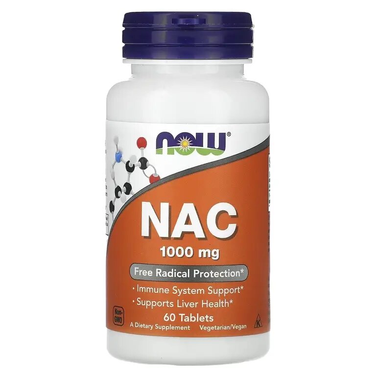 Таблетки NOW Nacetylcysteine антиоксидантная защита детоксикация 1000мг 60шт
