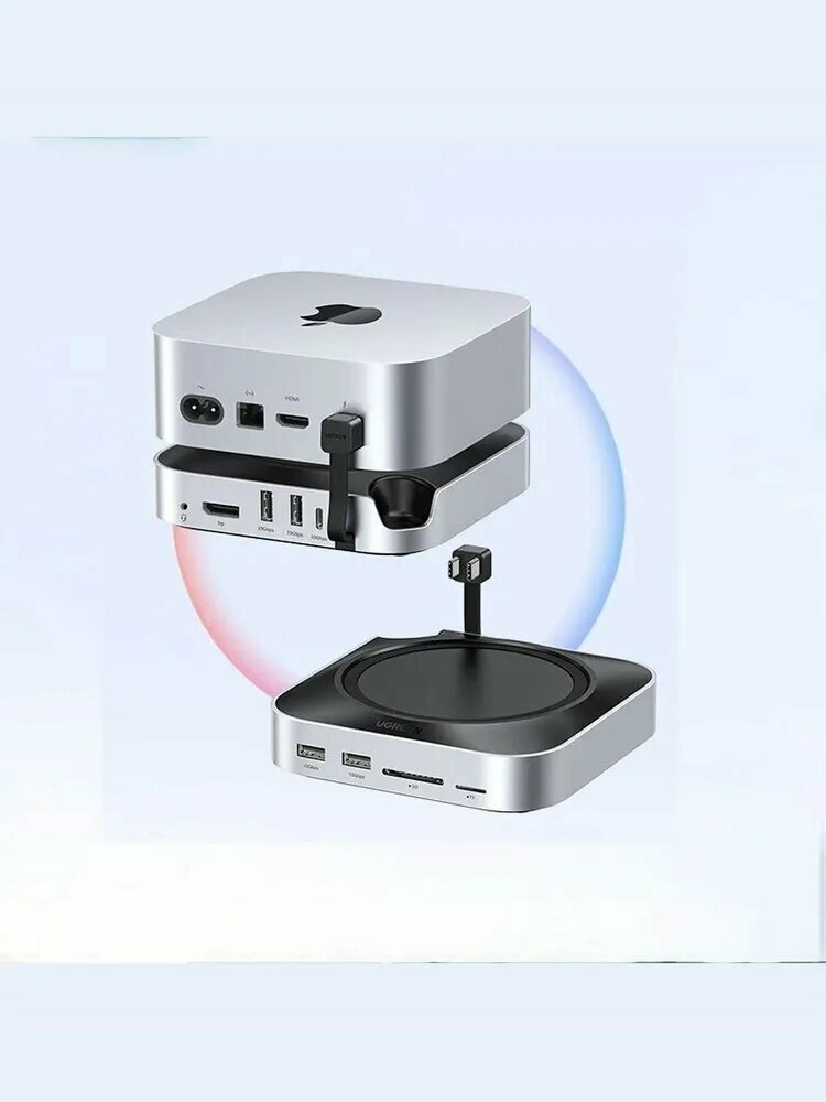 Док-станция USB HUB 11-в-1 для Mac Mini M4 и M4 Pro (CM841-65488), поддержка M.2 NVMe и SATA до 8 ТБ, USB 4K HDMI SD TF