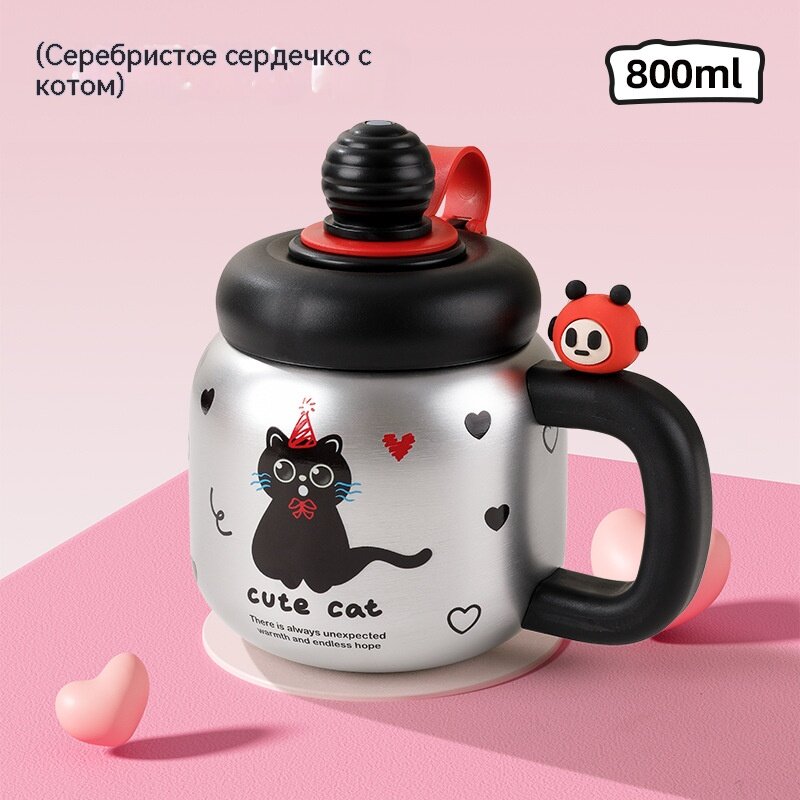 Русская зимняя чашка-термос tons of big belly coffee cup silver cat 800 мл