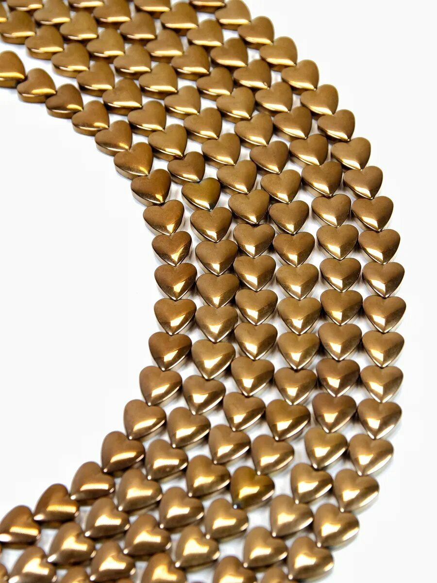 Гематин - сердечки пухлые - бронза - 8 мм (около 25 шт) — фото 1