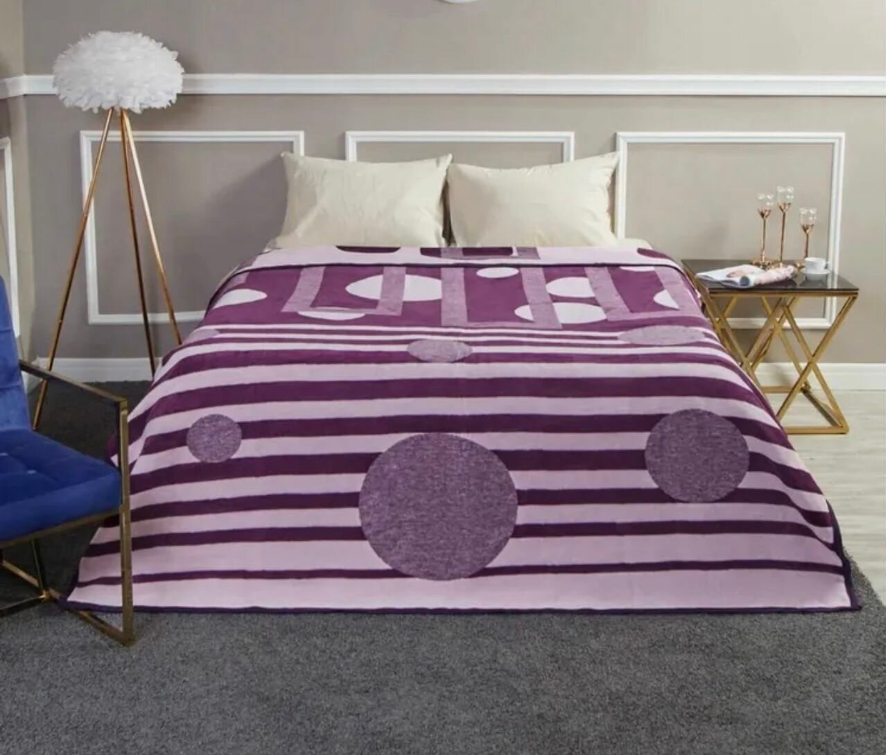 Плед покрывало с коротким ворсом тёплое Venera 200х220 см.