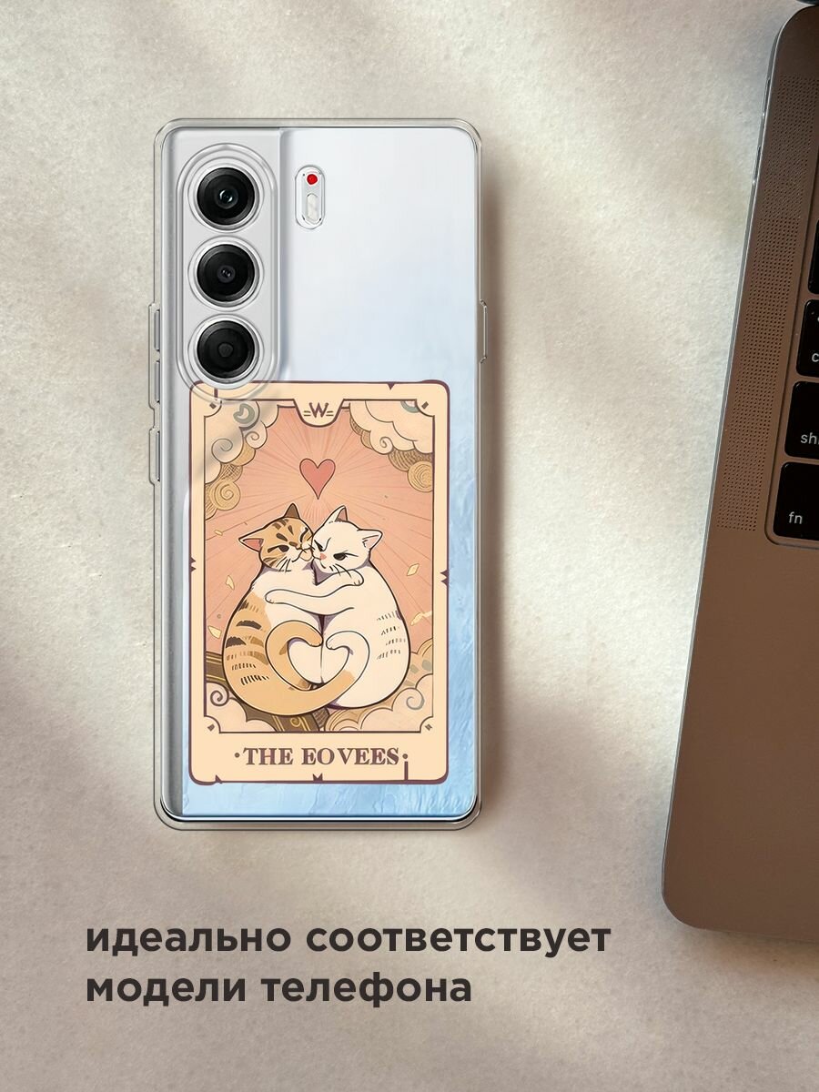 Чехол на Tecno Camon 40 Pro 5G / Текно Камон 40 Про 5G с принтом "The lovers cats 2 - 14 февраля", прозрачный — фото 1