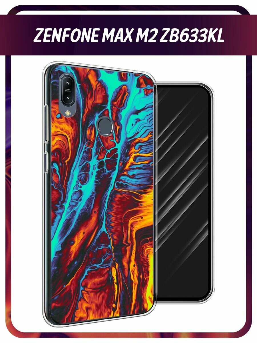 Чехол на Asus Zenfone Max M2 ZB633KL / Асус Зенфон Макс М2 ZB633KL с принтом Желто-голубой флюид