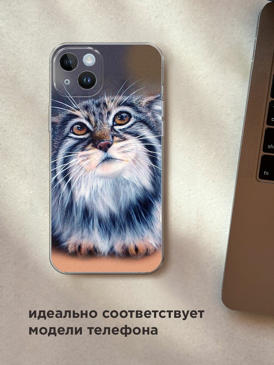 Чехол на Apple iPhone 14 Plus / Айфон 14 Плюс с принтом "Кот манул 2" — фото 1