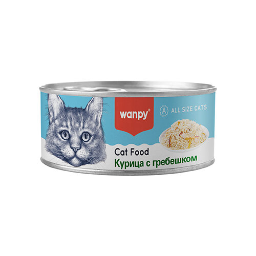 Wanpy / Влажный корм Консервы Ванпи для кошек Курица с гребешком (цена за упаковку) фас. 95г х 24шт