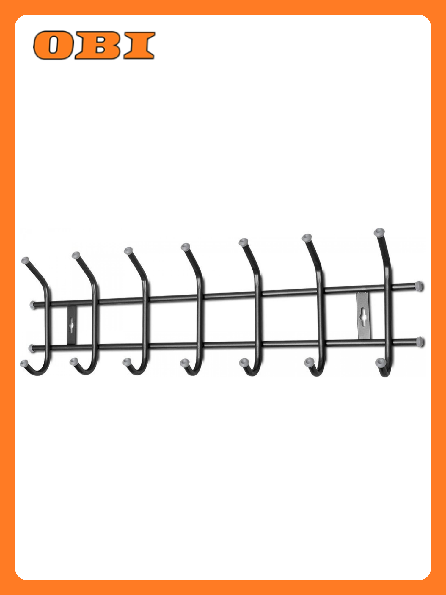 Вешалка Ника настенная 7 крючков черный