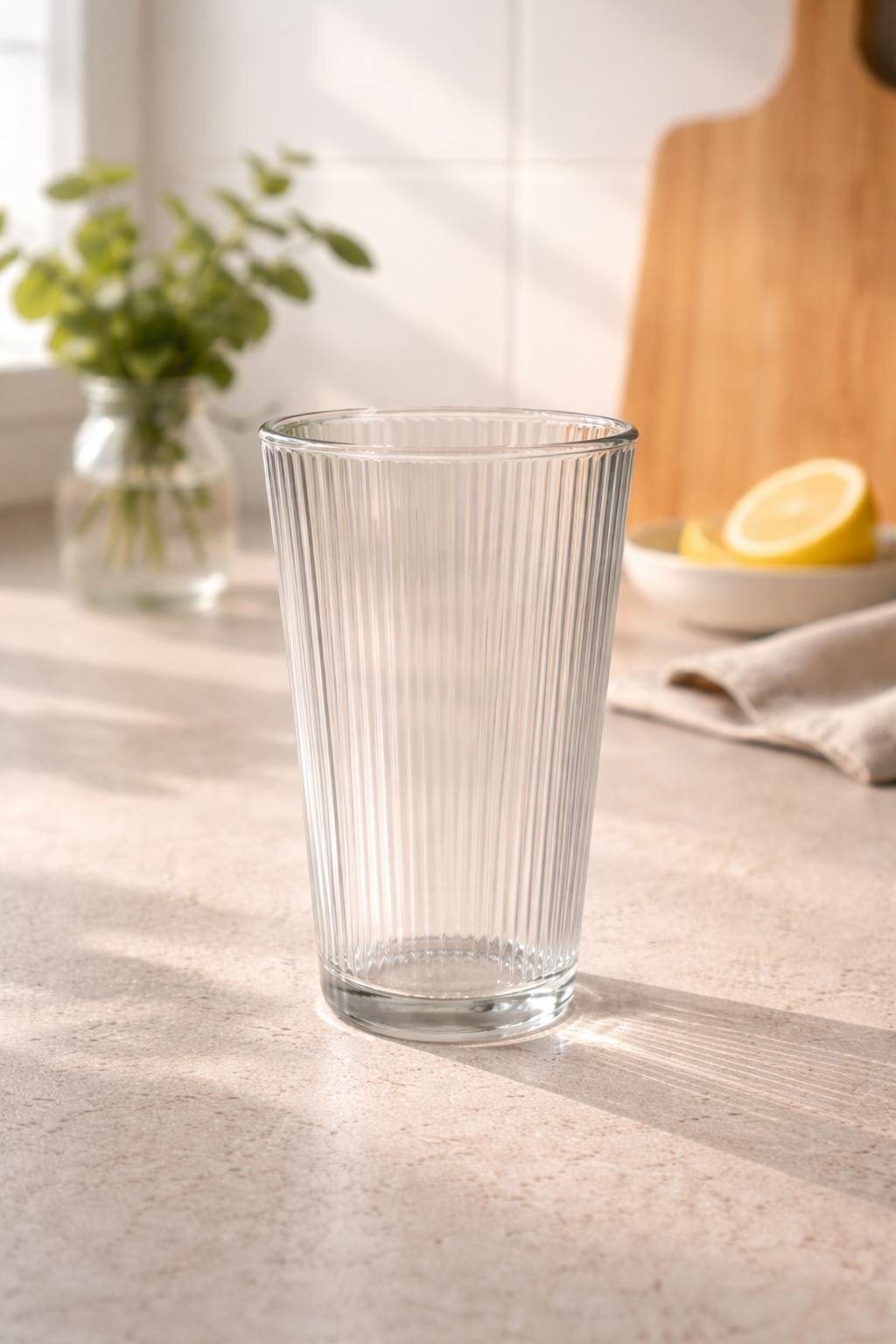 Бокал хайбол, стекло, 300мл, рифлёный, прозрачный, для воды, сока, коктейлей