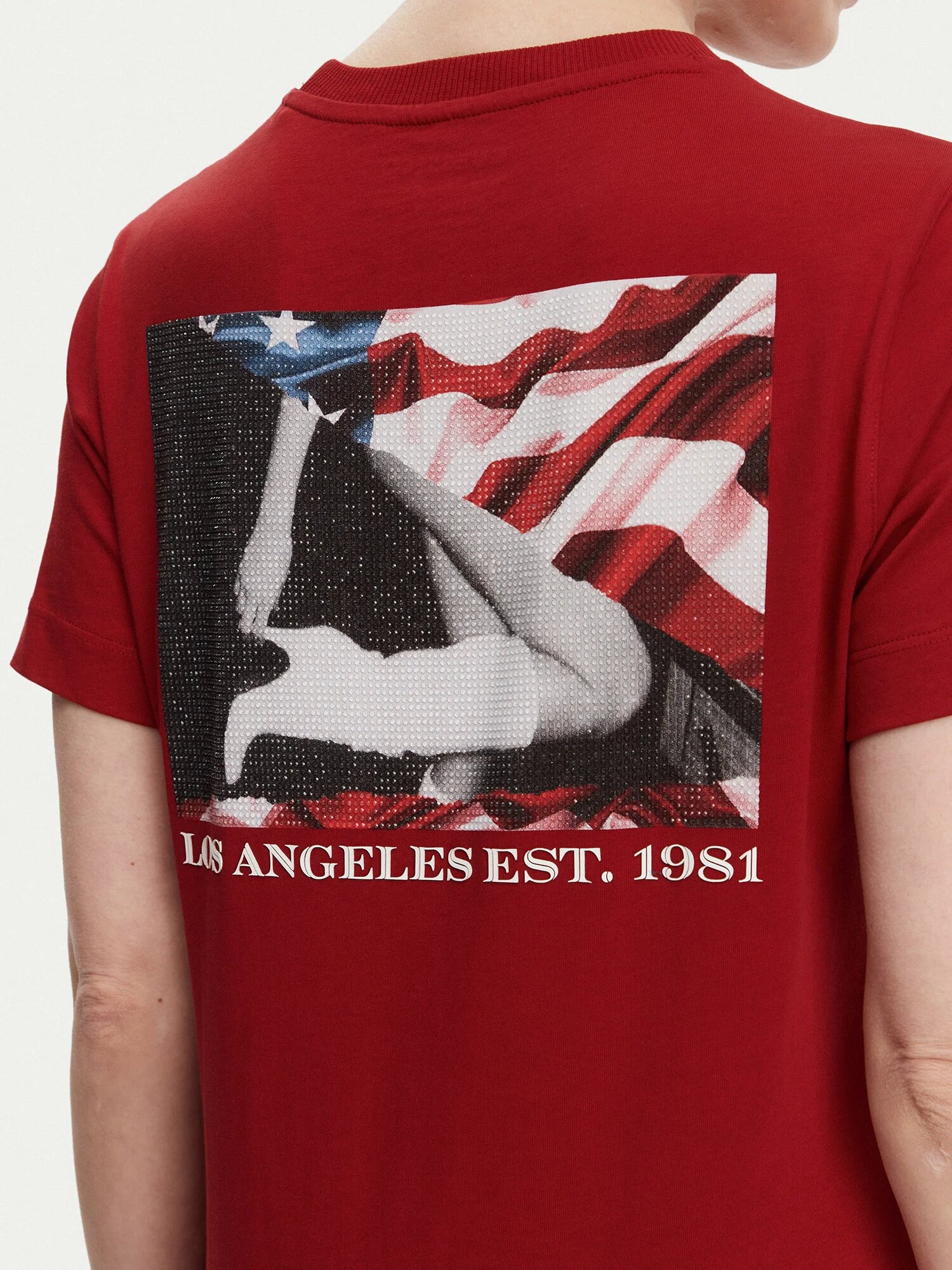 Футболка GUESS SS CN AMERICAN PRINT, размер L, красный — фото 1