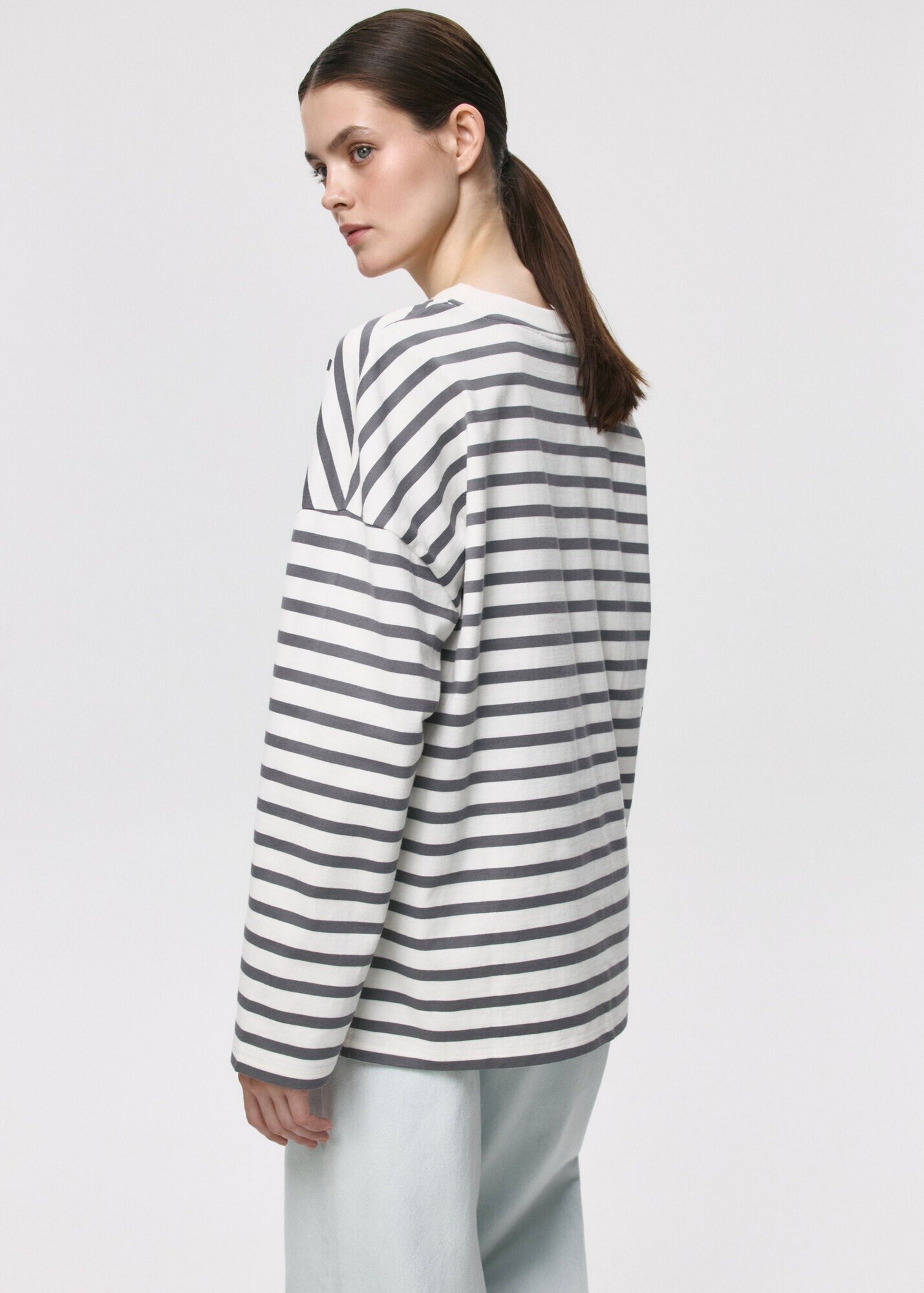 Лонгслив Sela ANNA, размер S INT, , серый графика мелкая — фото 1