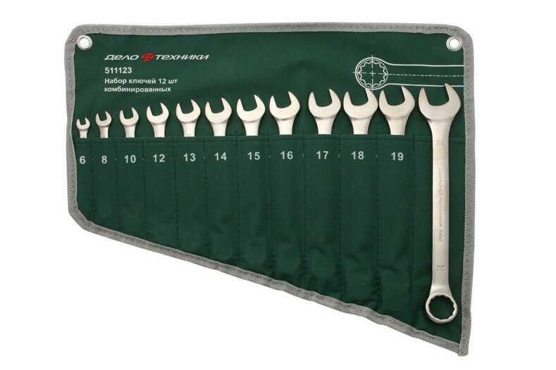 Набор ключей комбинированных Дело Техники (евро), 12 штук, планшет тетрон. 511123