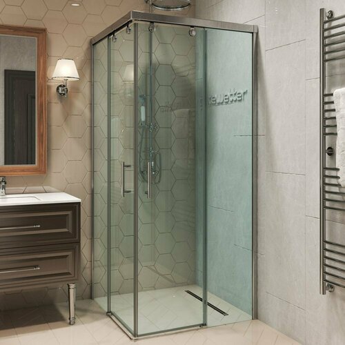 Душевой уголок GWMPSLRC864 85x80x200 см, профиль хром блестящий, цвет стекла бесцветный, стекло закаленное 8 мм / 6 мм