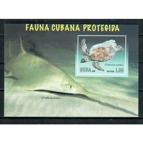 Почтовые марки Куба 2007г. Животный мир - охраняемые животные Рыбы, Черепахи, Морские черепахи MNH почтовые марки куба 1983г черепахи черепахи морские черепахи mnh