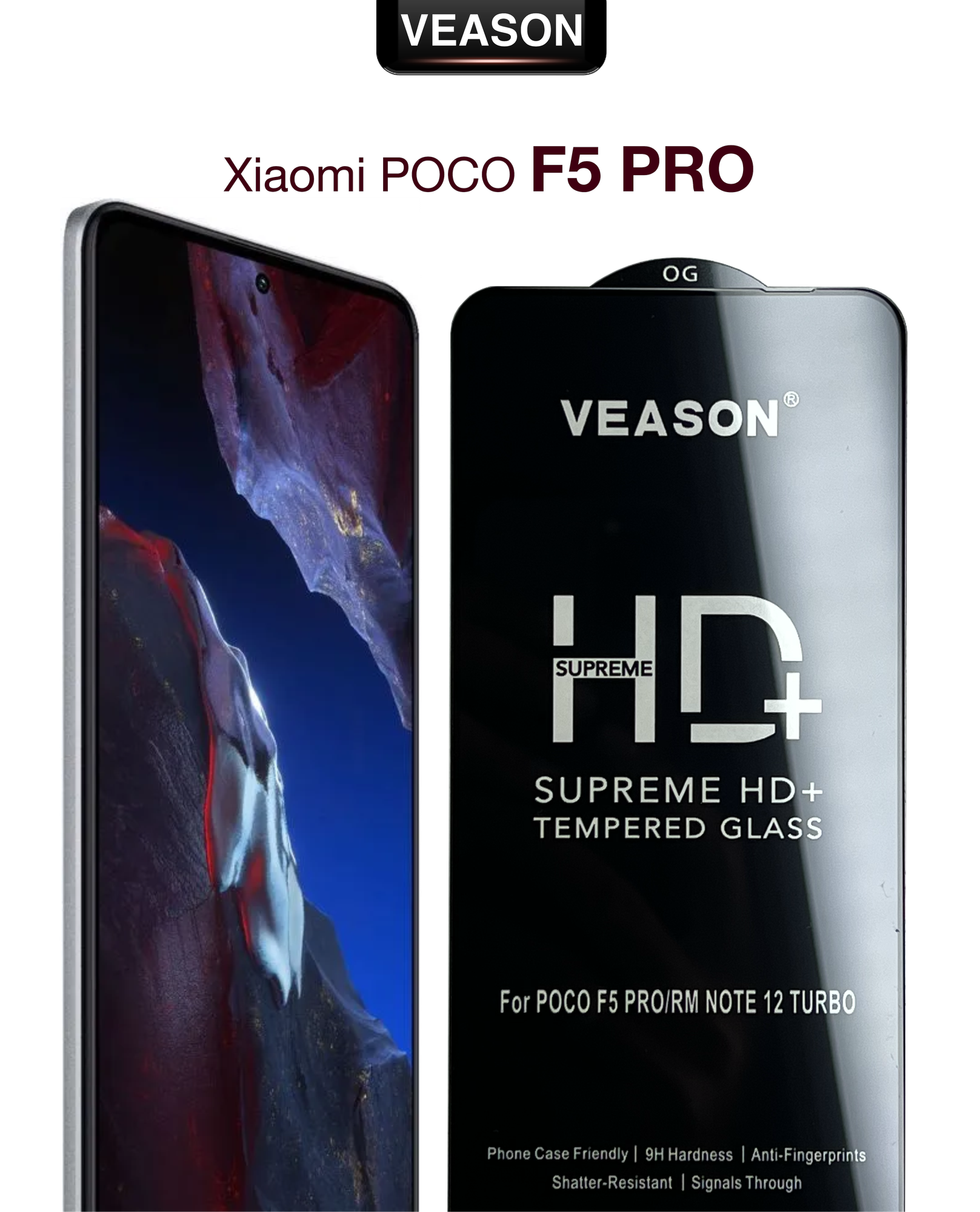 Защитное стекло VEASON для Xiaomi POCO F5 Pro / 6.67 дюйма (с олеофобным покрытием и качественным клеевым слоем на поко ф5 про)