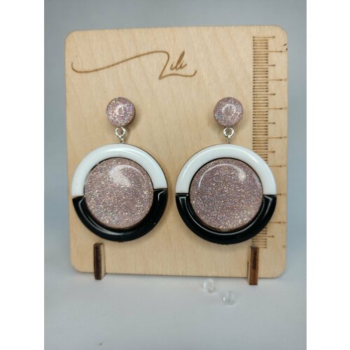 Серьги , размер 40 мм, бежевый