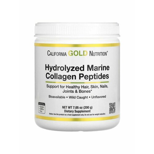 фото Hydrolyzed marine collagen peptides, коллаген 200 гр california gold nutrition