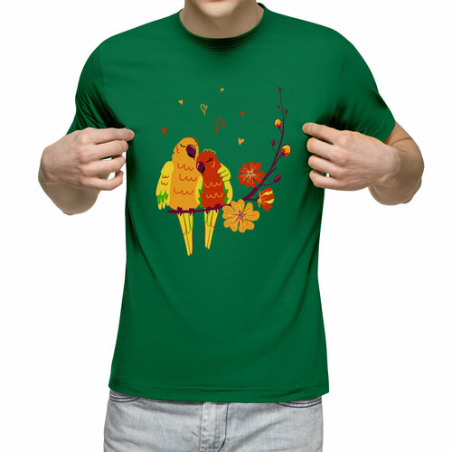 Футболка Us Basic, размер L, зеленый мужская футболка тропическое лето влюбленные попугаи xl желтый